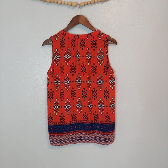 Sweet Rain red blue boho sleeveless blouse - Picture 2 of 6